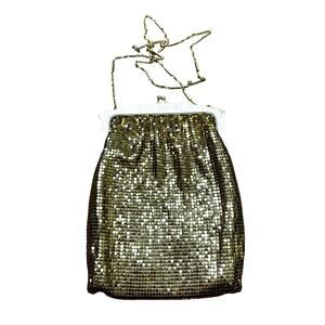 Vintage 1940's Whiting & Davis evening bag gold metal mesh shoulderbag purse